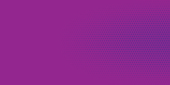 Vibrant purple halftone background featuring a geometric gradient pattern of small blue oval and dot shapes.