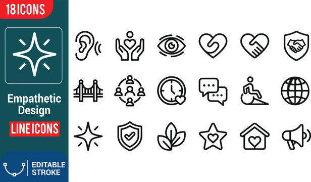 Set of line icons with empathetic design