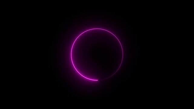 Cyan circle glow border concept on the black background. alpha channel, seamless loop, abstract glowing neon line cyan color circular lens animation neon light. Motion graphics of border icon.
