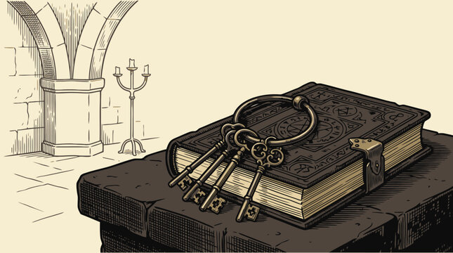 Holy book vector illustration vintage scripture with clasp isolated icon.
