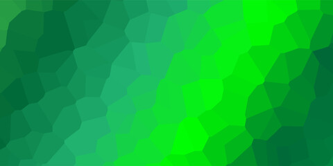 Fototapeta premium Vibrant abstract geometric mosaic pattern featuring a Voronoi diagram or cellular structure in a green color gradient.