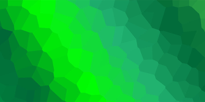 Vibrant abstract geometric mosaic pattern featuring a Voronoi diagram or cellular structure in a green color gradient.