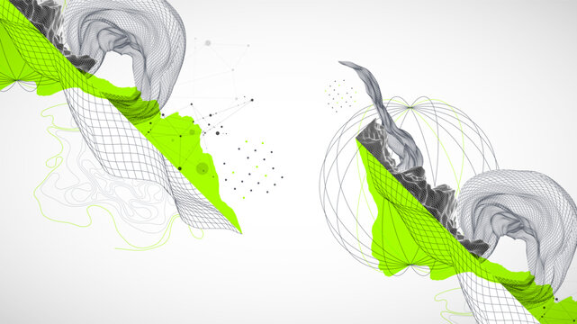 Abstract art wireframe background. Modern science or technology art elements. Surface illustration. Vector.
