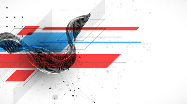 Modern abstract wave art background is made in a frame style. Template for science and technology presentation. Vector.