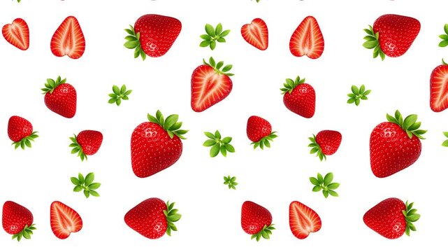 Seamless Moving Strawberry Pattern on White Background