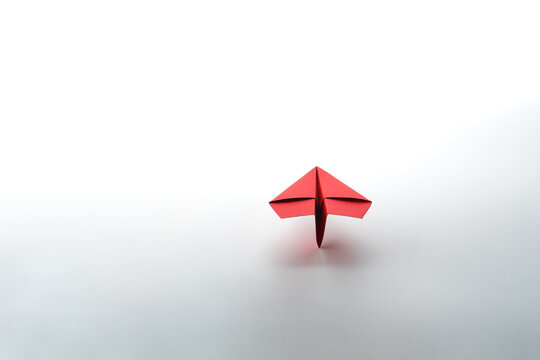 Success in business growth concept with Red paper plane. copy space