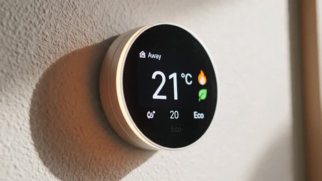 Round Wall Thermostat Displaying Cool Temperature in Minimal Home Interior