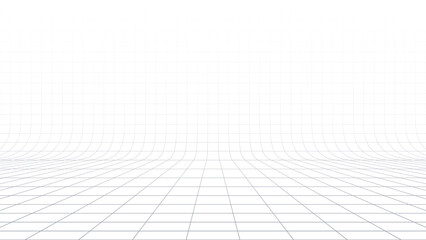 Gray perspective grid lines creating a square pattern isolated on a transparent background. Template platform illustration for technology, industry, science, blueprint, or infographic concept