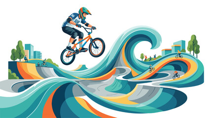 Obraz premium A BMX rider performing an aerial stunt on a bicycle.