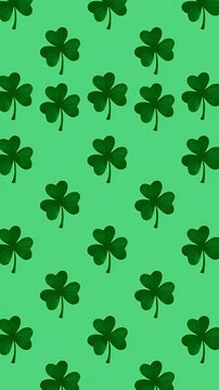 repeating pattern green shamrocks filling screen, saint patrick's day, lucky clover, spring, irish holiday