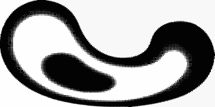 Halftone dot pattern forming a cursive l shape on a white background