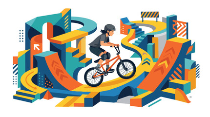 Obraz premium A young cyclist performing stunts on a bmx bike.