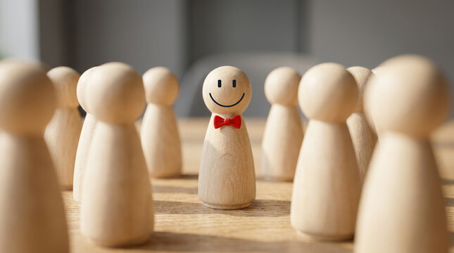 Happy and enjoy Stand out from the crowd and different creative idea concepts, Hierarchy, power,One different on better, higher level. Individuality. Unique. Management and leadership concept..