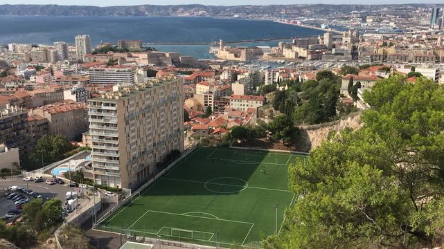 A wide view of Marseille taken from the vantage point of the Basilica of Notre-Dame de la Garde, France