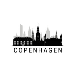Fototapeta premium Copenhagen Skyline Silhouette: Iconic Danish Cityscape, Vector Illustration