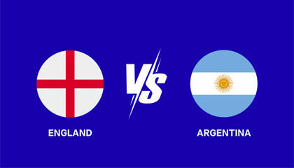 Obraz premium England vs Argentina international football championship match editable graphic template. Soccer tournament semi final banner with national flags isolated on blue background.