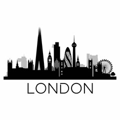 Obraz premium London Cityscape Silhouette Vector Illustration - Black and White