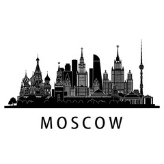 Fototapeta premium Moscow Cityscape Silhouette Illustration, Landmark Buildings Isolated