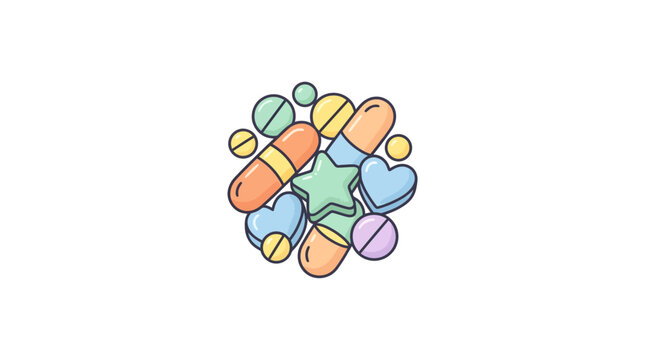 Vibrant 20260707 illustration of assorted colorful pills and capsules arranged together