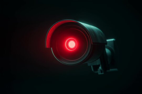 Futuristic Security Camera with Red Infrared Surveillance Light