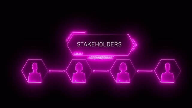 Stakeholders concept for business finance stakeholder investment management. Different stakeholders contact collaboration for company organization. Animated stakeholders icon on transparent background