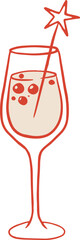 Fototapeta premium Vintage champagne or cocktail glass drawing. Hand drawn party drinks vector illustration series for birthdays, weddings, Valentine and New Year celebration designs.