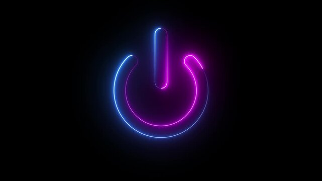 Power batton icon animation on black background. Animated of power baton on off concept 4k motion video animation.