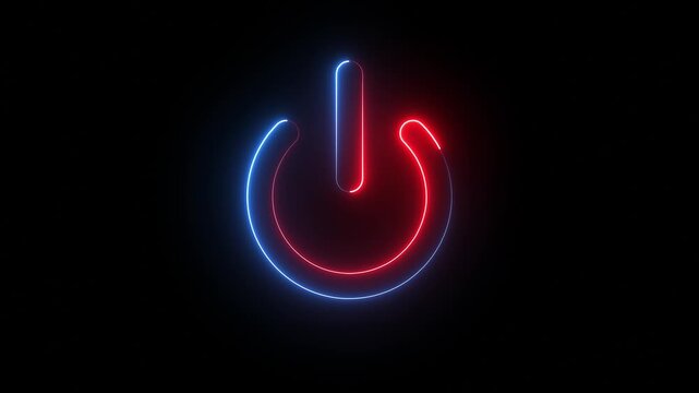 Power batton icon animation on black background. Animated of power baton on off concept 4k motion video animation.