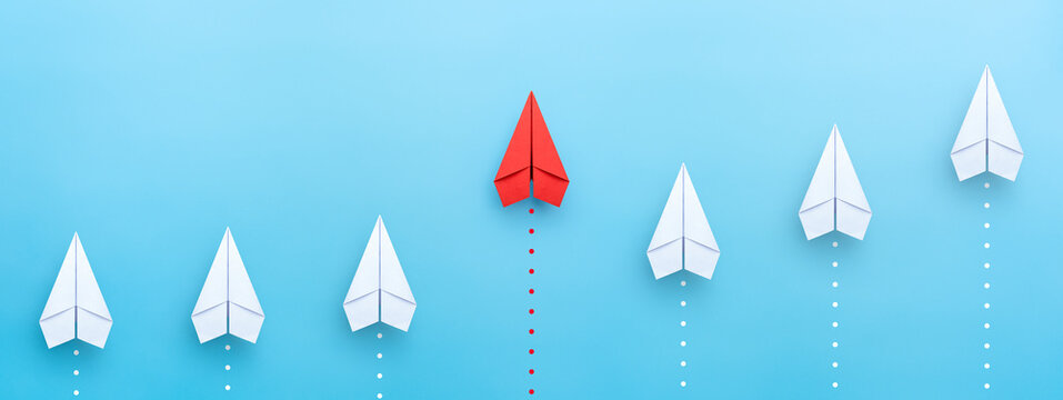 Business concept for new ideas creativity and innovative solution with paper plane