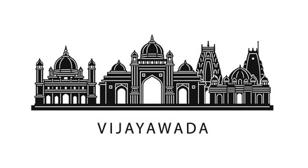 Obraz premium Vijayawada Skyline: Silhouette of Iconic Landmarks, India Cityscape Vector