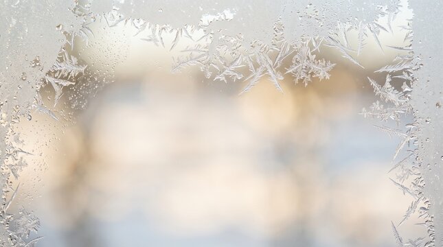 Creative Frozen window, frosty glass, icy pattern, winter background 2k