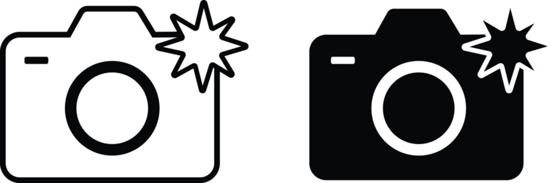 camera with flash icon black and white