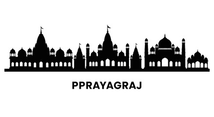 Fototapeta premium Prayagraj City Skyline Silhouette | Indian Architecture | Landmark Panorama