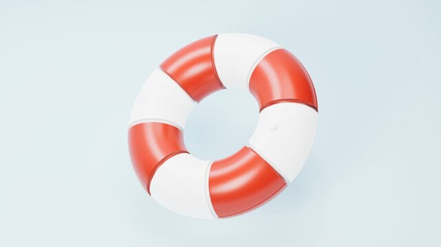 Lifebuoy floating on a blue background. 3d rendering