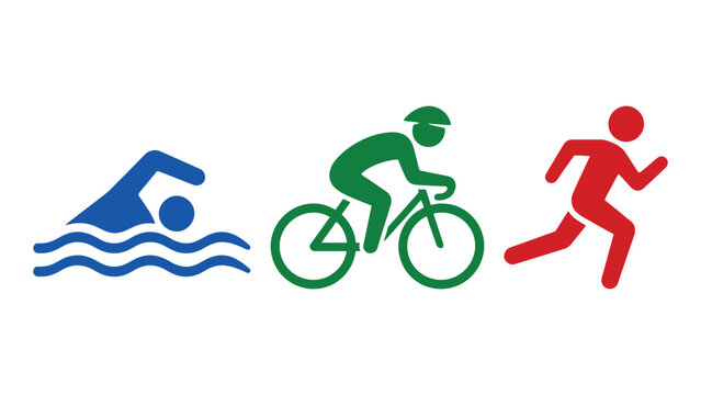 Triathlon icons with swimmer, cyclist and runner