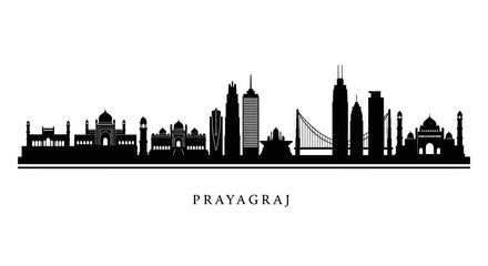 Fototapeta premium Prayagraj Skyline Silhouette - Iconic Landmarks of India