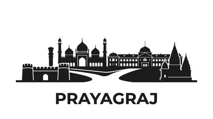 Fototapeta premium Prayagraj India Cityscape Silhouette Skyline Vector Illustration