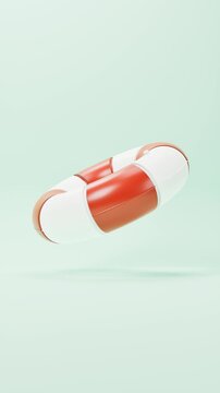 Lifebuoy floating on light blue background. 3d rendering