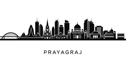 Obraz premium Prayagraj Skyline Silhouette