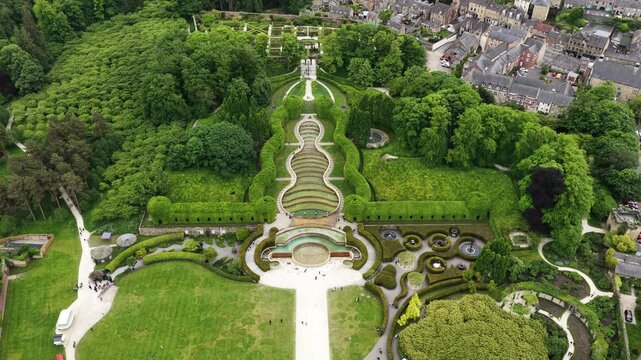 Aerial view of Alnwick Gardens, Alnwick, United Kingdom