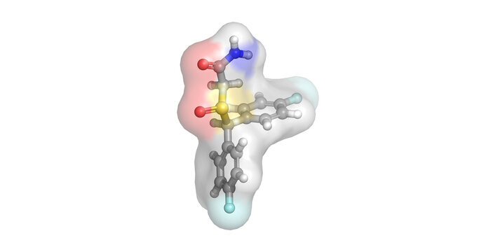 Flmodafinil, 3D molecule 4K