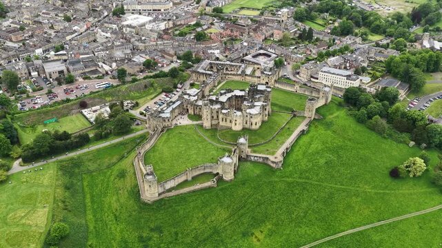 Aerial view of Alnwick Castle, Alnwick, United Kingdom