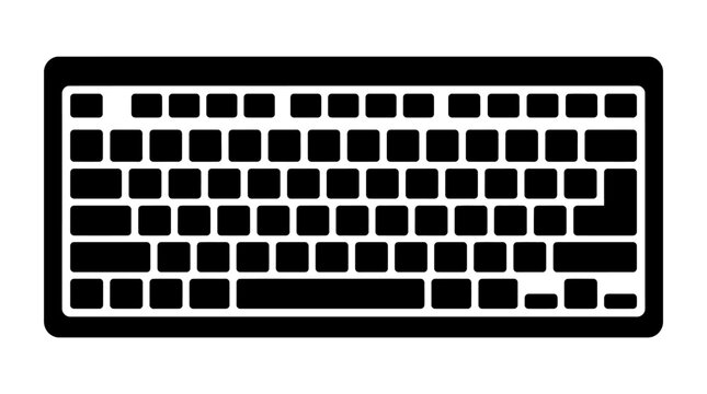 Computer keyboard silhouette overhead view.