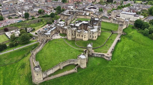 Aerial view of Alnwick Castle, Alnwick, United Kingdom