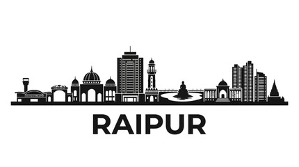 Obraz premium Raipur Skyline Silhouette - Cityscape of India