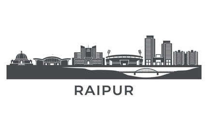 Obraz premium Raipur Skyline Silhouette - Cityscape Vector Art