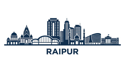 Obraz premium Raipur Skyline Silhouette - Modern Cityscape Vector Illustration