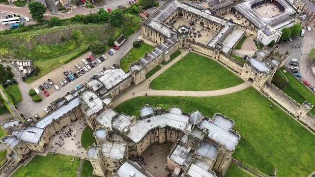 Aerial view of Alnwick Castle, Alnwick, United Kingdom