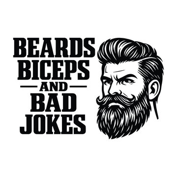 Beards, biceps, and bad jokes logo