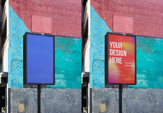 Mockup Of Customizable Sign By Brick Building